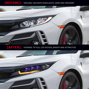 ชุดไฟหน้ารถยนต์สำหรับ Honda Civic FK7 FK8 <span class=keywords><strong>FK1</strong></span> <span class=keywords><strong>Type</strong></span>-<span class=keywords><strong>r</strong></span> ปี 2016-2021 ไฟหน้ารถยนต์แบบเสียบปลั๊กใช้งานได้ทันที ระบบไฟหน้า LED อัตโนมัติ - Product Image 6