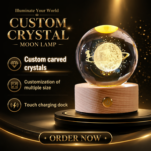 Lampada Notturna a Sfera di Cristallo Ricaricabile Touch a 3 Colori, Regalo Galassia, Ornamento da Tavolo per Casa, Misura Media - Product Image 2