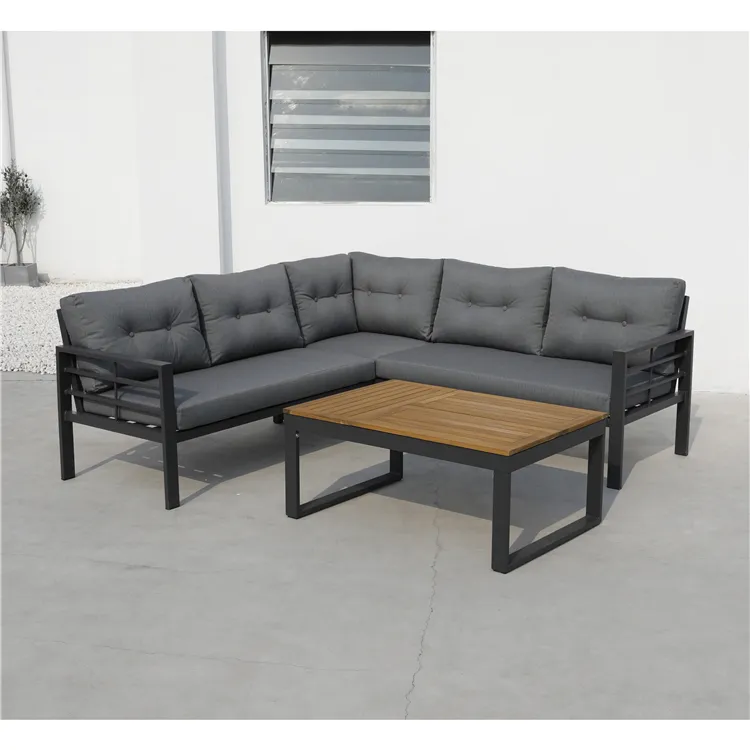 Uland 2021 Aluminium Garden Furniture Outdoor Grey Teak Patio Sofa <span class=keywords><strong>Set</strong></span>