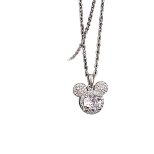 Collar con Colgante de Mickey en Plata de Ley S925 Chapada en Oro Sin Níquel, con Moissanita de 1 Quilate Certificada por GRA, para Mujer - Product Image 1