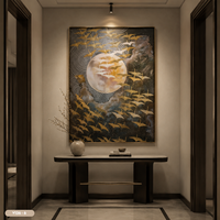 Peinture murale de luxe en feuille d'or gaufrée, décoration intérieure, design artistique, fabricant vietnamien, OEM ODM, modèle V126-6, taille 50x60 cm