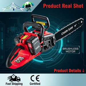 Scie à chaîne sans fil sans balais, outils électriques, certifiée CE, garantie 1 an pour l'utilisation en jardinage et en exploitation forestière - Product Image 1