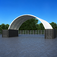 Dôme de conteneur 40x20 pieds (12x6m) avec structure en acier galvanisé et toit en PVC, abri d'entrepôt extérieur résistant au vent