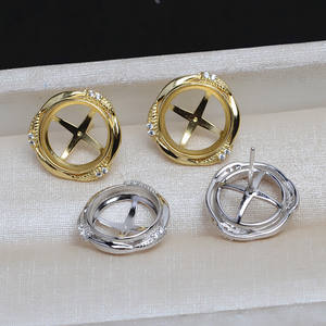 Juego de Soportes para Pendientes de Plata S925, Sin Aguja, para DIY, con Base Plana para Perlas de 11mm, Concha de Caballito, 25mm y 20mm - Product Image 3