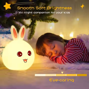 Lampu malam LED lampu kelinci silikon kelinci lampu hangat putih kamar tidur lampu samping tempat tidur hadiah sempurna untuk anak-anak untuk Hotel
