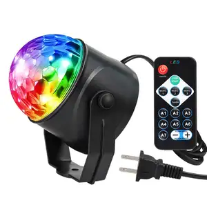 物有所值DJ派对灯声音激活迷你迪斯科旋转魔球灯3W RGB带遥控器的发光二极管舞台灯