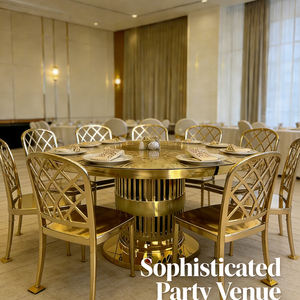 Mesa Redonda de Banquete para Bodas, Mesa Redonda de Lujo Dorada para Bodas, Mesa de Comedor de Acero Inoxidable Premium para Eventos y Banquetes de Hotel - Product Image 4