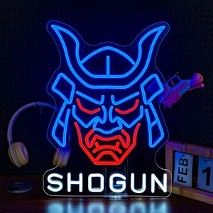 Masque Hannya japonais, enseigne au néon LED, décoration murale pour salle de jeux pour <span class=keywords><strong>les</strong></span> garçons gamers, cadeau de Noël idéal - Product Image 1