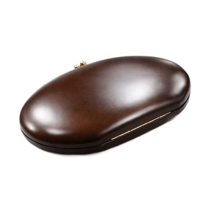 Wholesale women‘s clutch Oval Clutch Bag With Gold Chain Magnetic Closure Evening Party Style Solid Color Leather Clutch Bag - Product Image 4