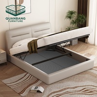 Meubles de chambre à coucher en bois massif de qualité supérieure, lit king size avec base en bois massif, lit rembourré en cuir, lit double moderne de luxe pour villa