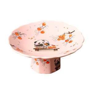 Plato Alto de Cerámica para Frutas y Postres, Estilo Mystical Arts, para Fiestas de Té y Decoración del Hogar, Juego de 6 Piezas - Product Image 5