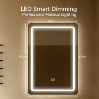 Espejo de Maquillaje Rectangular Inteligente con Pantalla Táctil LED de Tres Colores, sin Marco, Apto para Montar en la Pared en Hogares o Dormitorios