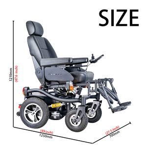 Off-Road <strong>Heavy</strong> <strong>Duty</strong> Electric <strong>Wheelchair</strong> 64Ah Portable Foldable Adjustable Backrest Height Seat All Terrain Big Wheels 13 Inch - Product Image 4