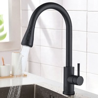 Robinet de cuisine moderne style européen en acier inoxydable doré 304 avec douchette extractible en laiton pour cuisine