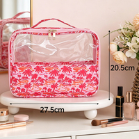 Trousse de Toilette de Voyage Transparente à Fermeture Éclair avec Poignée, Motif Floral, en PVC, pour Cosmétiques – Vente en Gros