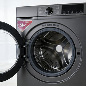 Prêt à expédier <span class=keywords><strong>Lave</strong></span>-<span class=keywords><strong>linge</strong></span> sécheuse automatique à chargement frontal électrique 15 kg à cuve unique en acier inoxydable 2 en 1 Économe en énergie - Product Image 1