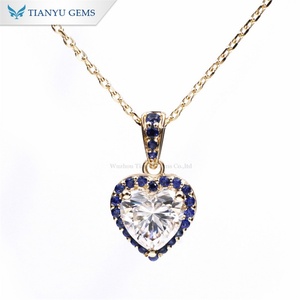 Tianyu Gems 6,5*6,5mm Corte de corazón DEF VVS1 Moissanite 10K 14K 18K Collar de oro sólido amarillo - Product Image 1