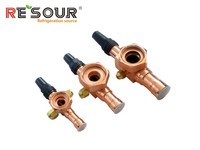 Accessoires RESOUR : Récepteur de liquide en laiton forgé, raccord 1/2 pouce ODF, filetage 1 pouce x 14, vanne de réfrigération horizontale Rotalock