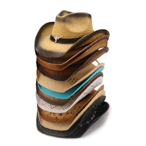 Bán buôn NEW Unisex Texas phong cách rộng vành Womens màu đen cảm thấy da rơm Outback Colombian cao bồi hat Topper với giá rẻ - Product Image 5