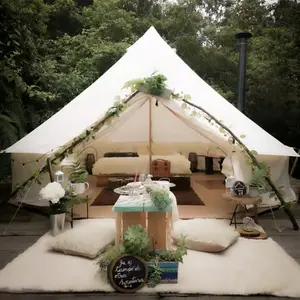 Supply Outdoor Arabic Canvascamp Family Tent 3m 4m 5m 6m 7m Cotton Canvas Bell Tent For Glamping