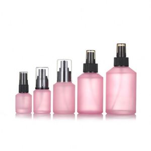 Frosted Green Oblique Shoulder 15ml-120ml Eco-friendly Cosmetic Glass Bottles Custom Logo for Skin Care Serum Lotion Pump - Product Image 2