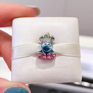 Liontin DORA Perak Sterling IPan S925 dengan Enamel Merah, Perhiasan DIY Swedia yang Cantik, Hadiah dengan Zirkon sebagai Batu Utama - Product Image 6