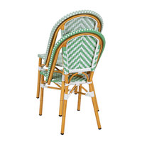 Table et chaises de jardin en rotin et aluminium de style bistrot moderne, non pliables, pour hôtel, salon, hôpital, utilisation en extérieur, panneau en bois