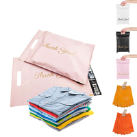 Sacs d'expédition personnalisés en polyéthylène noir et rose avec poignée pour vêtements, sacs postaux avec LOGO