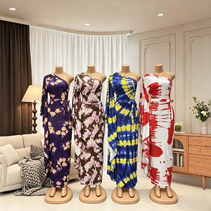 Robe élégante et noble pour <span class=keywords><strong>femme</strong></span>, style africain, à une épaule, manches longues, imprimé numérique, en tissu respirant – Nouveauté en gros - Product Image 1