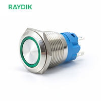 Bouton poussoir halo en acier inoxydable éclairé par LED, étanche IP65, à verrouillage, 19 mm 22 mm, pour machines industrielles