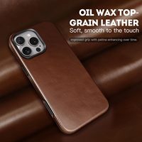 Usine personnalisé à la main huile cire couche supérieure étui en cuir de vachette pour IPhone 16 Pro Max étui en cuir véritable pour IPhone 16
