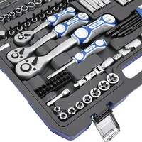 GOODKING Ensemble d'outils mécaniques de 121 pièces, kit d'outils à main avec matériau CRV, boîte en métal robuste à 3 tiroirs pour la réparation automobile, modèle 11211