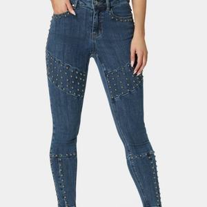 Leggings Femme Taille Haute 2025 avec Perles, Style Rétro, Très Élastiques, Coupe Cheville, Décontractés, Effet Jean - Product Image 1