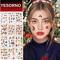 Tatouages temporaires de Noël en papier, autocollants de dessins animés transfrontaliers pour enfants (panda, renard), maquillage de fête, peinture visage et corps