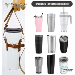 Funda de cuero ajustable para taza de café, leche o té, para llevar al aire libre, con doble cuerda, directo de fábrica. - Product Image 2