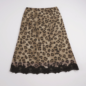 Falda Midi de Malla con Estampado de Leopardo para Mujer, con Dobladillo de Encaje, Cintura Alta, Estilo Bodycon, Y2K, Streetwear, Sexy, Ajustada - Product Image 6