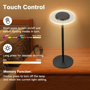 Lámpara de Mesa Inalámbrica RGB con Cambio de Color, Control Táctil, Regulable, Ideal para Cena/Patio/Dormitorio - Product Image 5