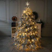 Nouvel Arbre de Noël Floqué Feuille de Saule WH en PE Pur avec Lumières Intégrées, Autoportant, Pointe Affûtée, Automatique, 1,5-3m, Prêt à l'emploi