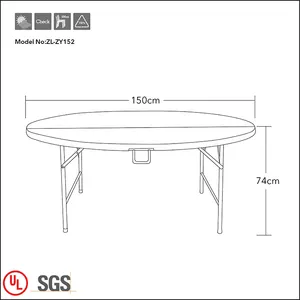 Mesa de comedor plegable de 5 pies, mesa redonda de plástico para eventos y bodas, gran oferta