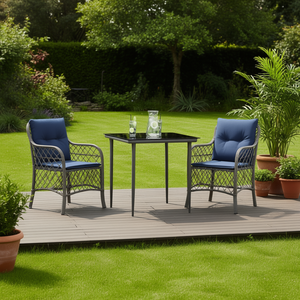 Conjunto de Bistro de Ratán Sintético Gris con Cojines, Muebles de Jardín para Exteriores, 2 Plazas, Diseño Contemporáneo - Product Image 2