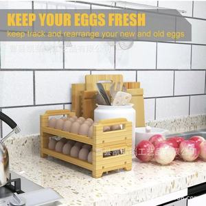 Wooden egg storage rack, fixed egg shelf, egg tray, household <b>kitchen</b> refrigerator storage rack - Product Image 1