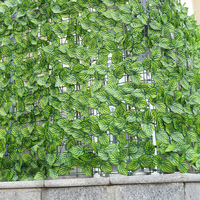 DD2059 Haie artificielle anti-UV en feuilles et lianes, pour balcon, fond décoratif vert, décoration murale de jardin, écran d'intimité en lierre artificiel
