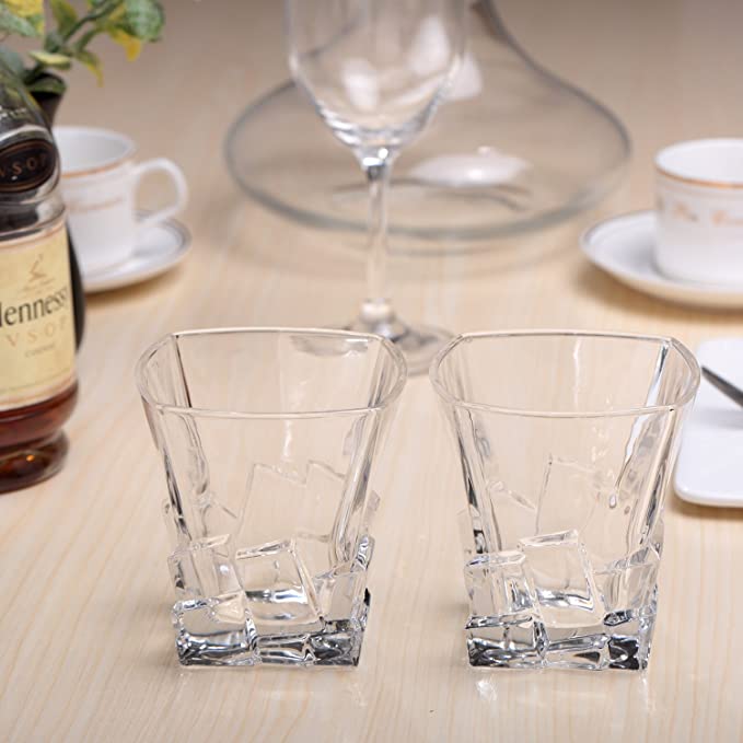 Iceberg Whiskey Transparent Drinking Glasses,Wine accessaries for Whisky,Cocktail Juice,300ML (10.6 oz)