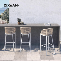 Chaise de bar d'hôtel, chaises de restaurant, mobilier de patio, mobilier commercial de café, ensemble de table à manger de luxe pour jardin, fauteuil nordique d'extérieur en rotin