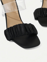 Sandales d'été légères à bout ouvert pour femmes, à talon épais, plateforme transparente en plastique, fermeture à bouton