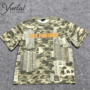 Camiseta Personalizada con Logotipo, 100% Algodón, Estilo Vintage Camuflado, Ligera, Transpirable, Holgada, Informal, para Hombre - Product Image 1
