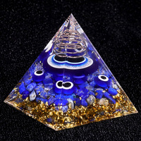 Pyramide œil de démon 5 cm en résine, style européen, décoration d'intérieur, artisanat de bureau, ornement avec emballage en boîte en papier