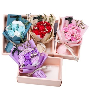 Ramo <span class=keywords><strong>de</strong></span> Flores <span class=keywords><strong>de</strong></span> Jabón Artificial Promocional, Regalo para el Día <span class=keywords><strong>de</strong></span> la Madre, Día <span class=keywords><strong>de</strong></span> San Valentín, Rosa Rosa, Jabón Hecho a Mano, Caja <span class=keywords><strong>de</strong></span> Regalo con Flores - Product Image 4