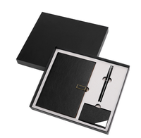 Offre Spéciale de haute qualité personnalisé A5 en cuir PU cahier imprimé coffrets cadeaux bas quantité minimale de commande avec stylo gel en métal et porte-carte de visite 001