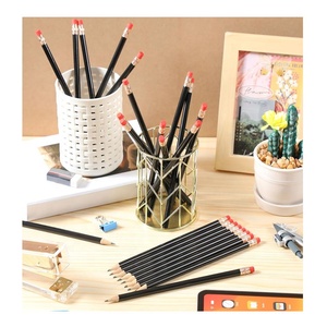 Lot de crayons ronds HUA pour l'école, le dessin et le croquis, crayons en bois graphite HB avec gommes sur le dessus, dureté 2B, matériau en bois noir - Product Image 3